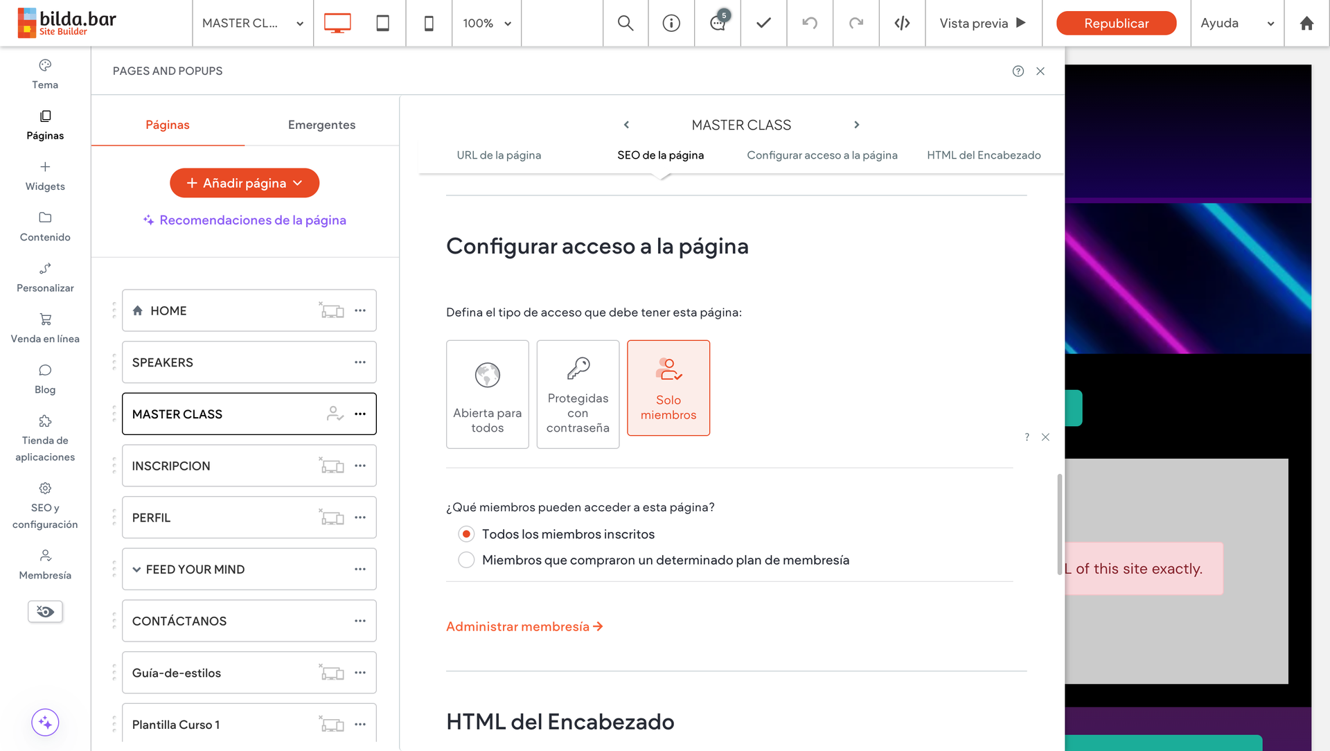 sitio web pagina web restriccion de páginas