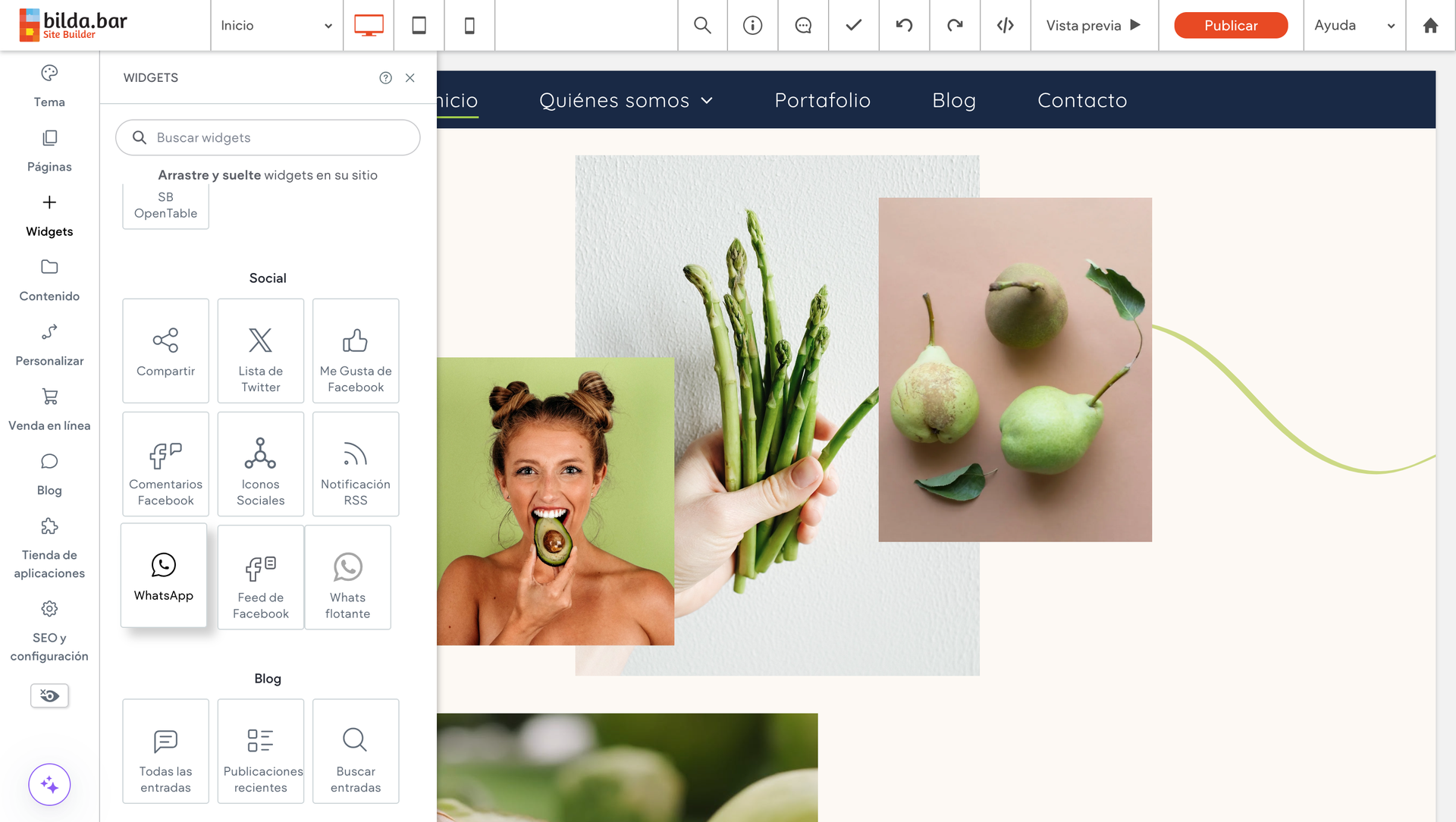 sitio web pagina web widgets