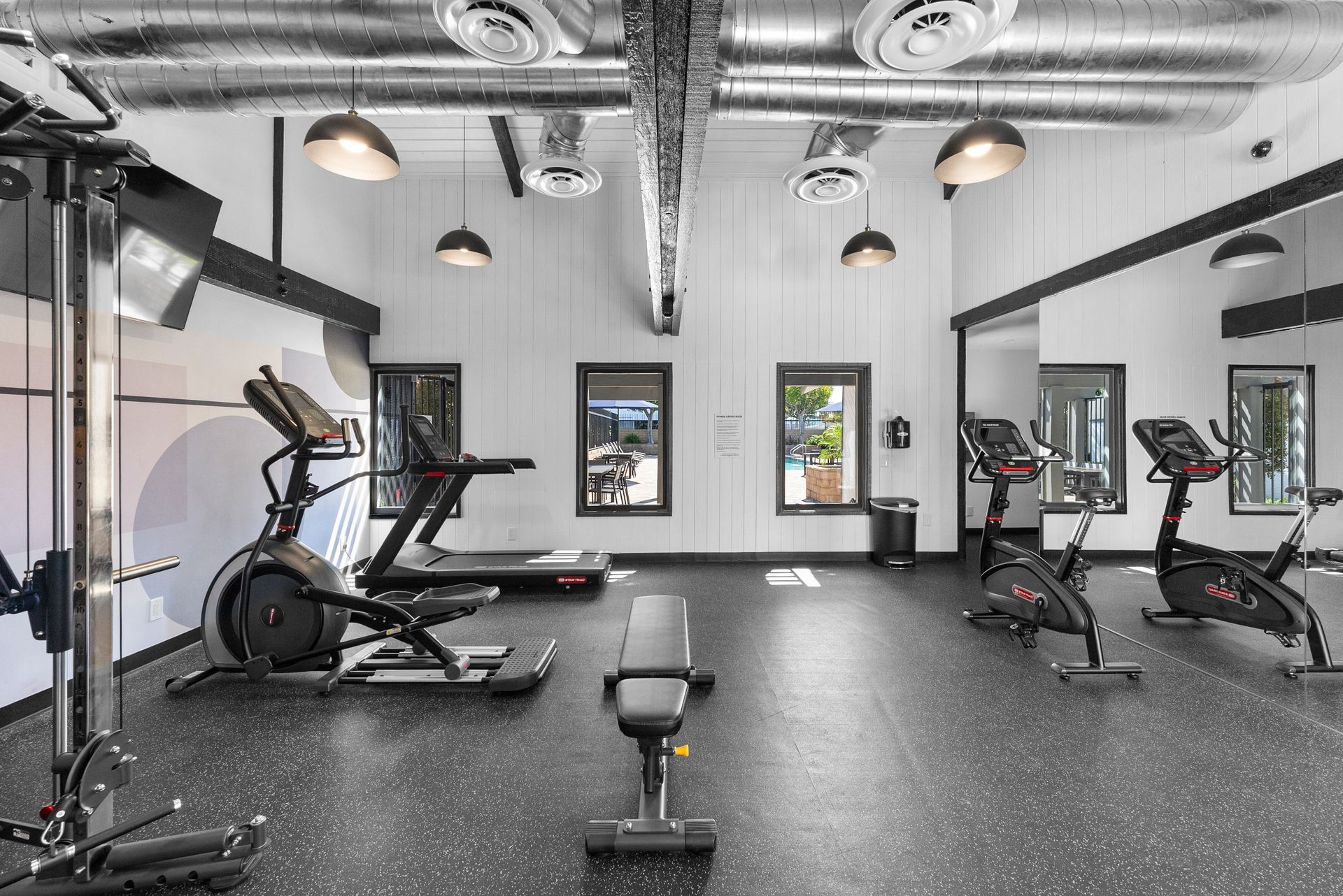 gym with fitness equipment