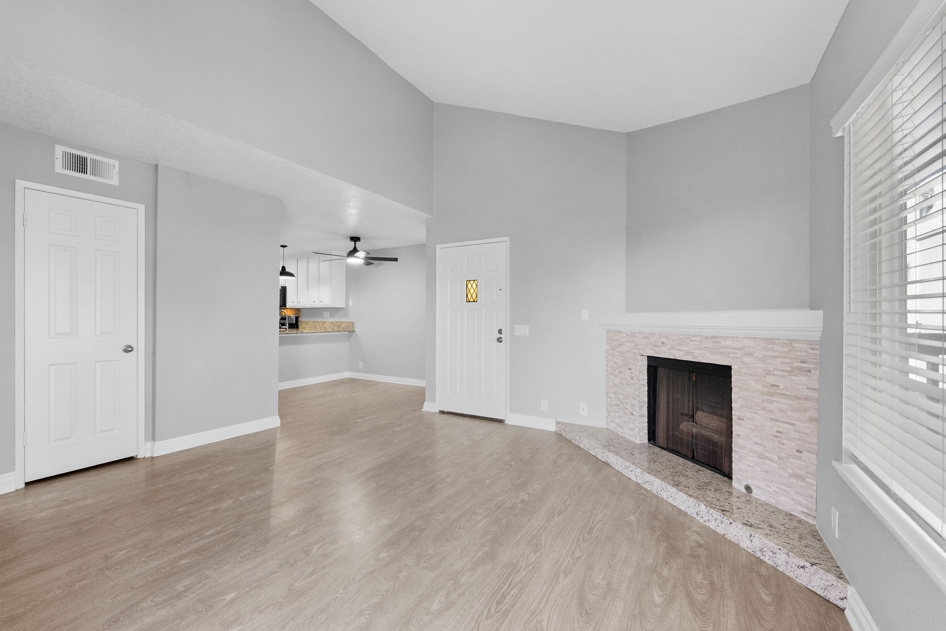 living room with fireplace