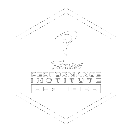 A black and white logo for the titleist performance institute certified.