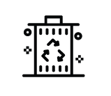 Recycling bin with a recycle symbol in the center.