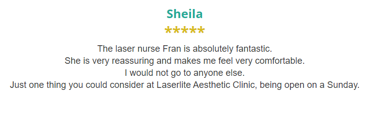 a review of a nurse named shella is written on a white background