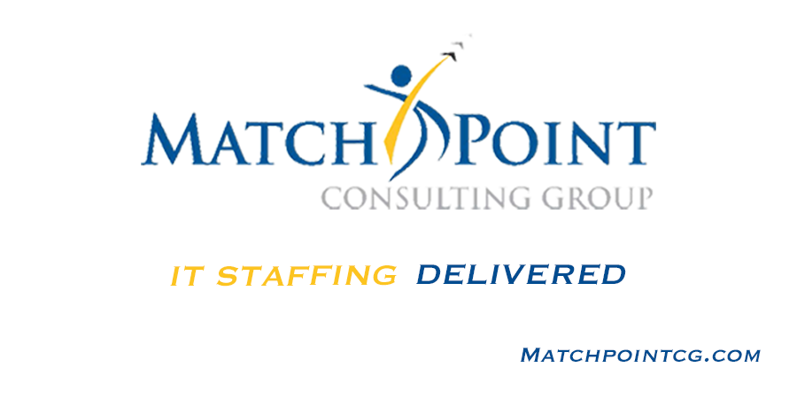 Match Point Consulting Group logo: Blue  figure reaching toward a stylized arrow, text below reads 