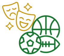 An icon of a basketball , soccer ball , and football.