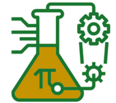 An icon of a beaker with gears attached to it.