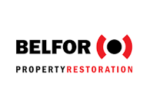 BELFOR Property Restoration logo. Black text with a red stylized 