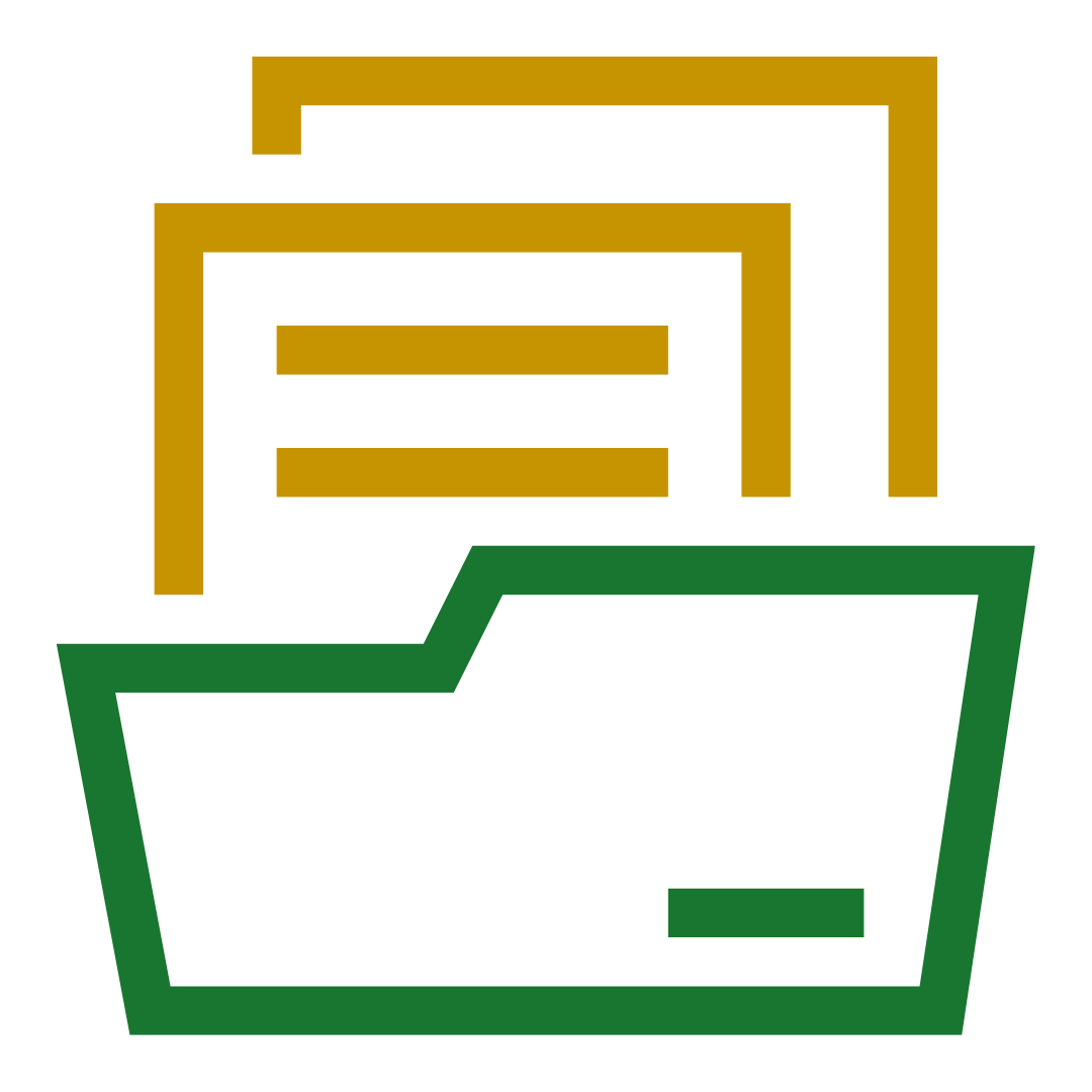 A stack of papers sitting on top of a green folder.