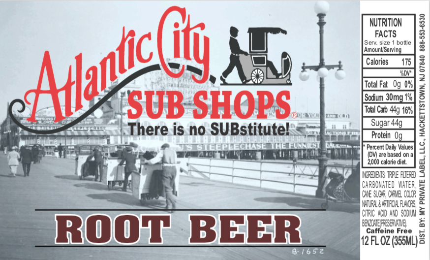A label for atlantic city sub shops root beer