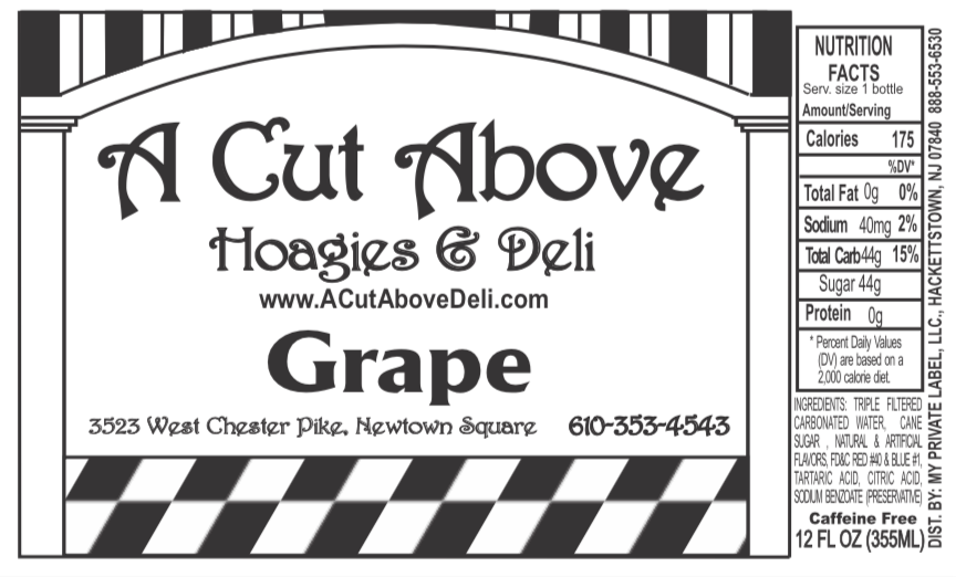 A label for a cut above hoagies and deli grape