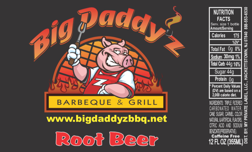 A label for big daddy 's barbeque and grill root beer