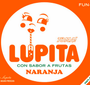 A logo for lupita con sabor a frutas naranja