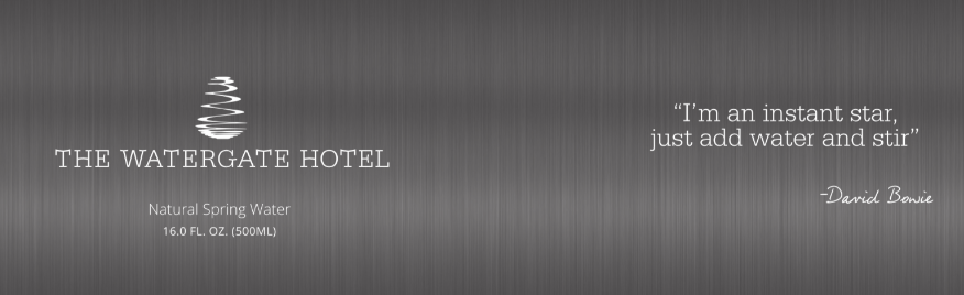 A black and white advertisement for the waterclay hotel