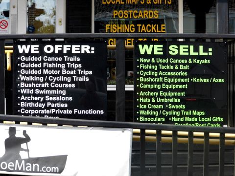 Canoeman advert offering all it's services