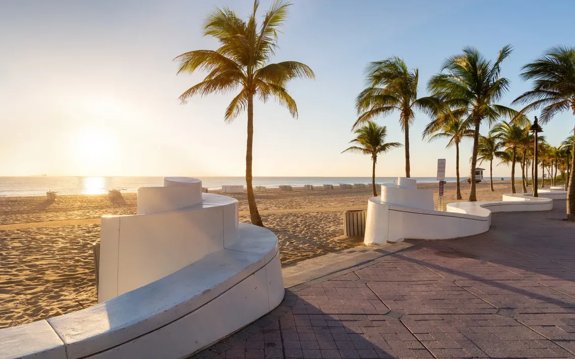 Beach view with spiral columns in Sunrise, FL