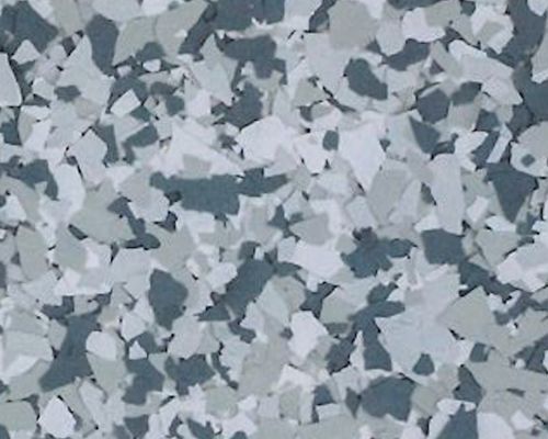 Speckled floor covering with shades of white, gray, and blue.