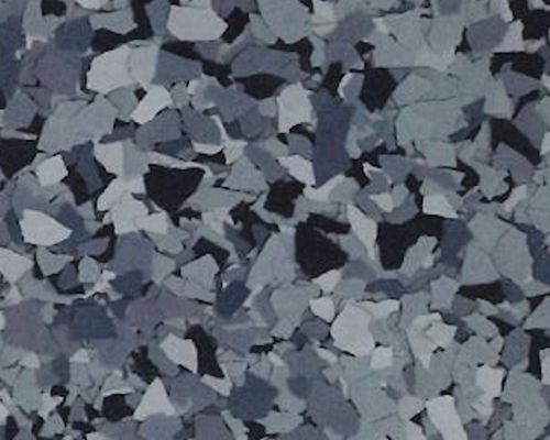 Gray and black flecked flooring surface.