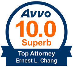 A logo for avvo 10.0 superb top attorney Ernest I. Chang.