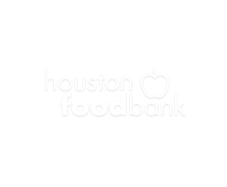 The logo for houston foodbank is a white background with a heart.