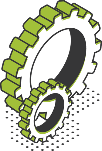 A couple of gears are sitting next to each other on a white background.