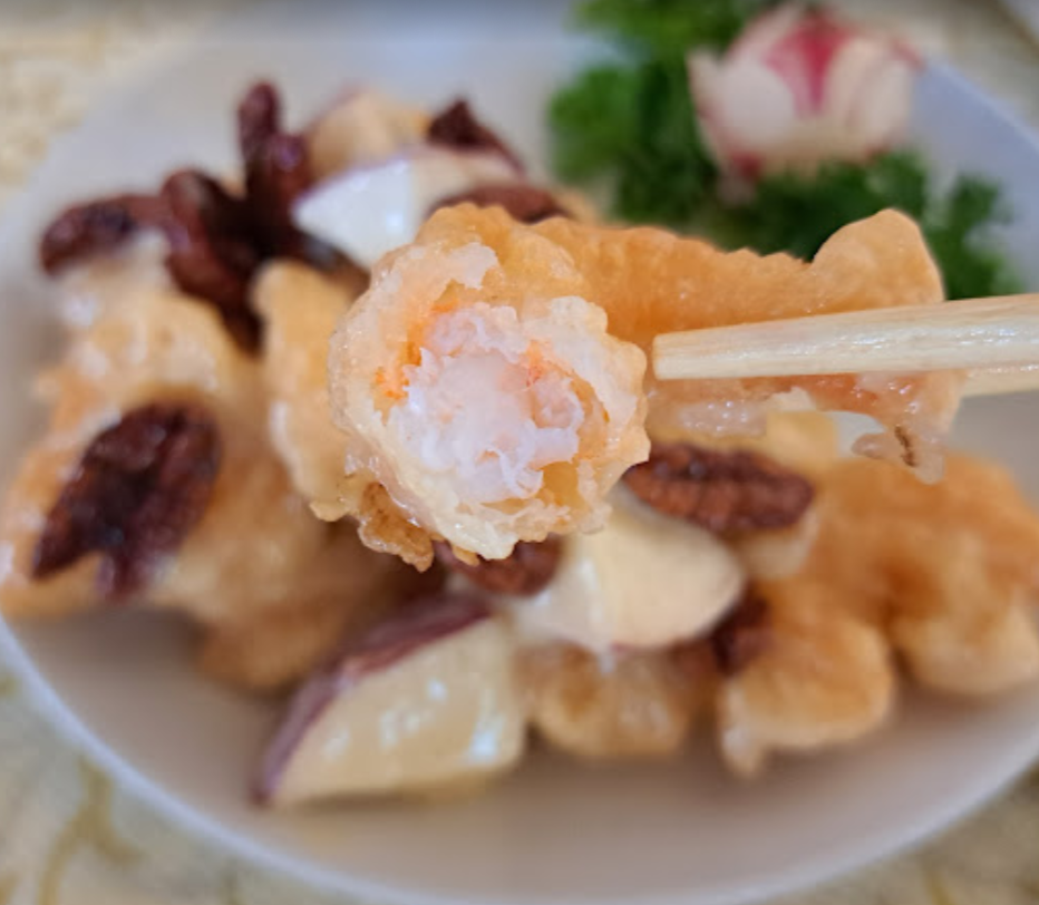 Candied Pecans with Jumbo Prawns