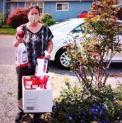 woman with food