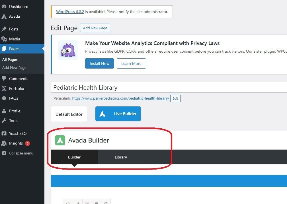 Avada Builder in Word Press