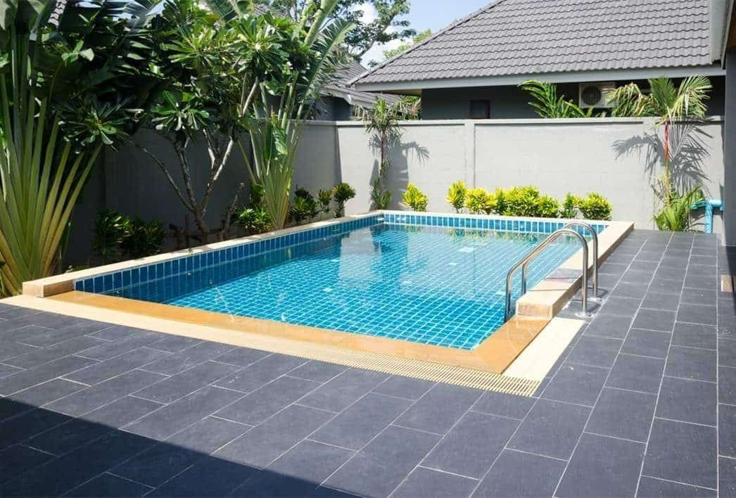 Rectangular Swimming Pool With Blue Tiles — Bombs Away Pools in Coolangatta, QLD