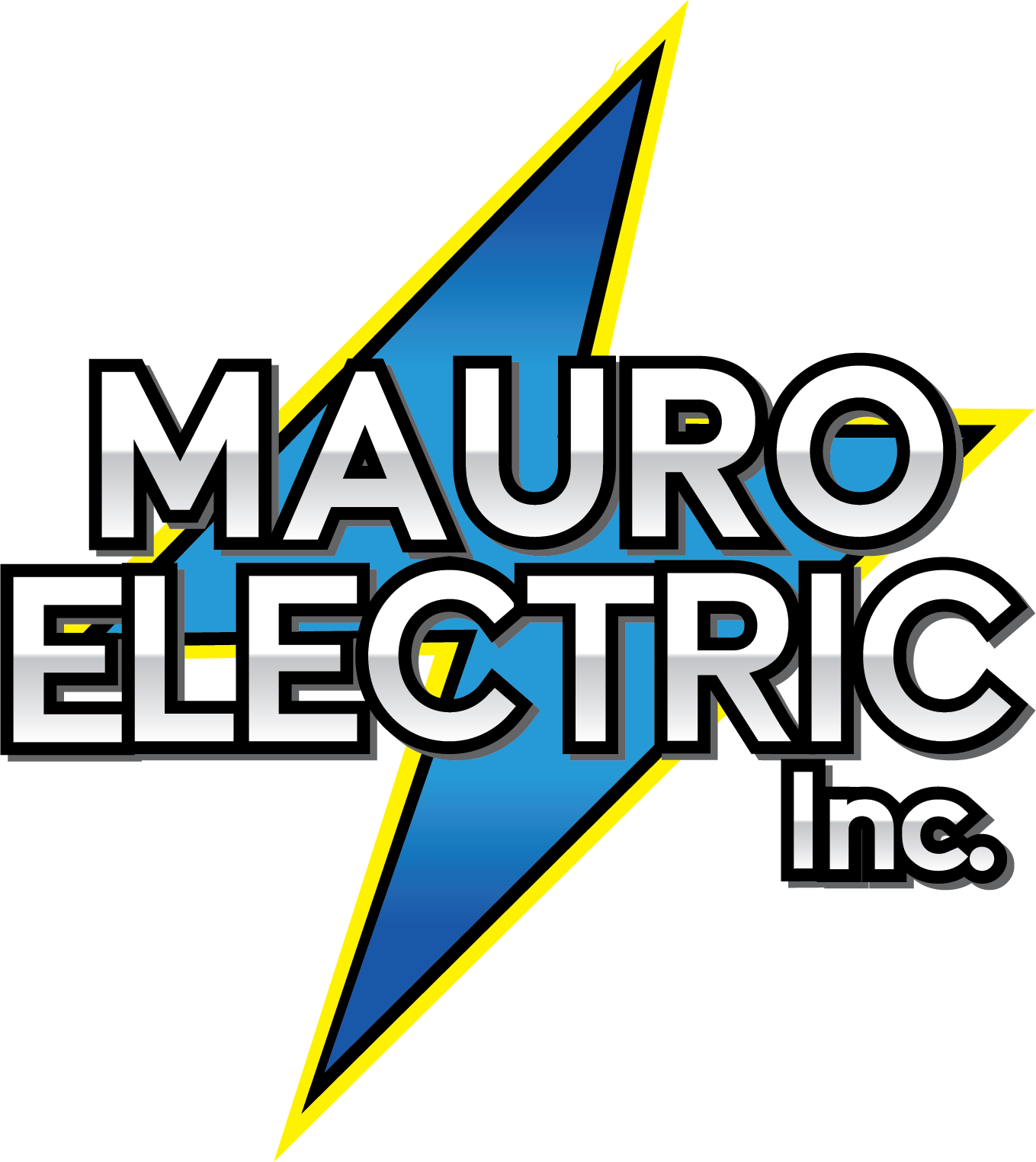a mauro electric inc logo with a lightning bolt
