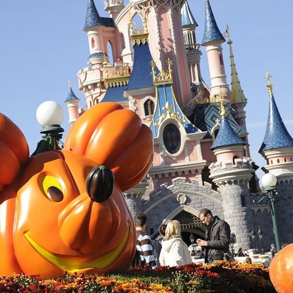 Mickey Mouse Pumpkin Head Halloween with Disneyland Paris Castle on the background - Halloween Holidays Barter's Travelnet