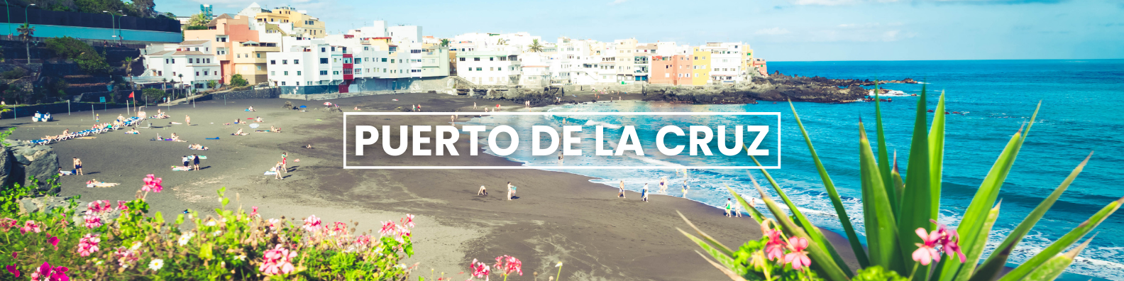 a blurry picture of a beach with the words puerto de la cruz written on it . Barter's Travelnet 