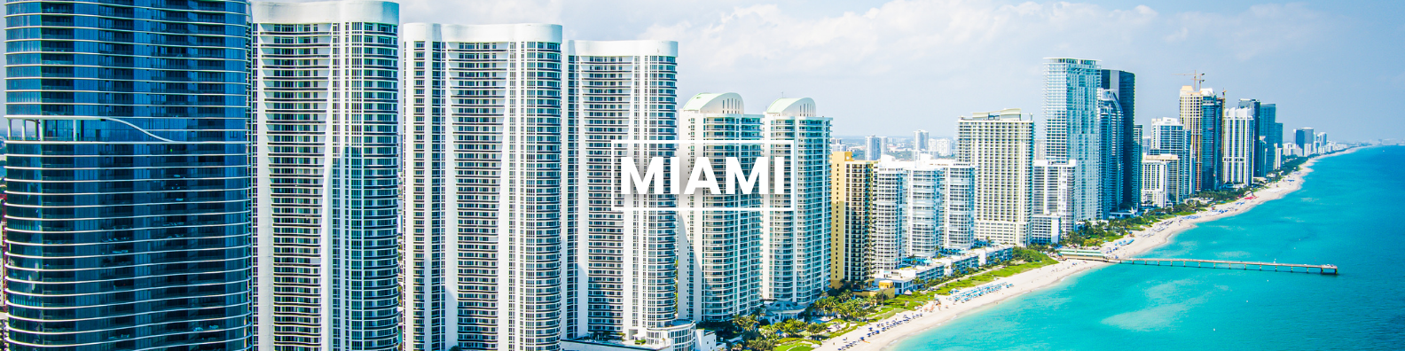 a city skyline with a beach in the foreground and the word miami in the background . Barter's Travelnet 