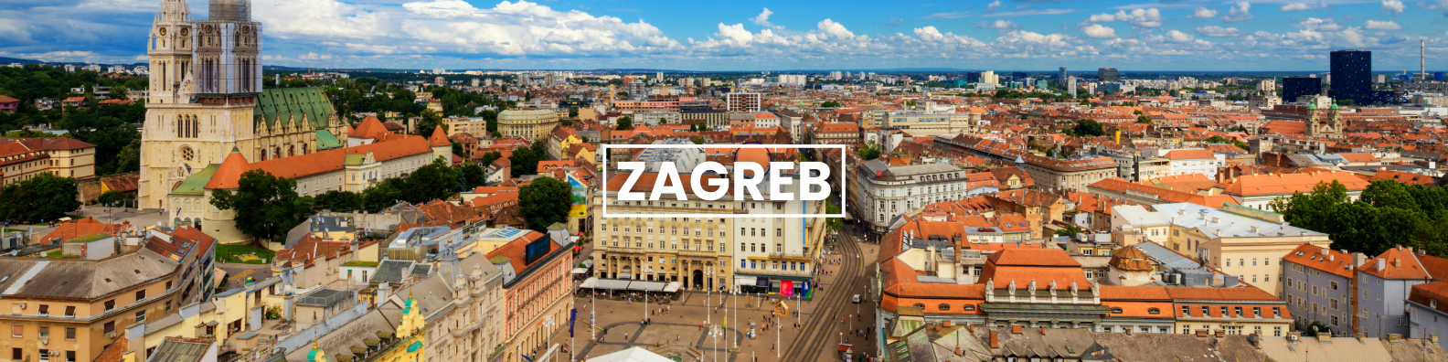 an aerial view of a city with the word zagreb on it . Barter's Travelnet 
