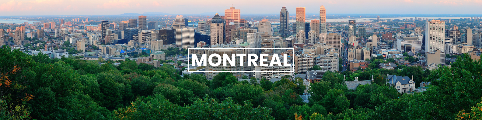 an aerial view of the city of montreal surrounded by trees . Barter's Travelnet 