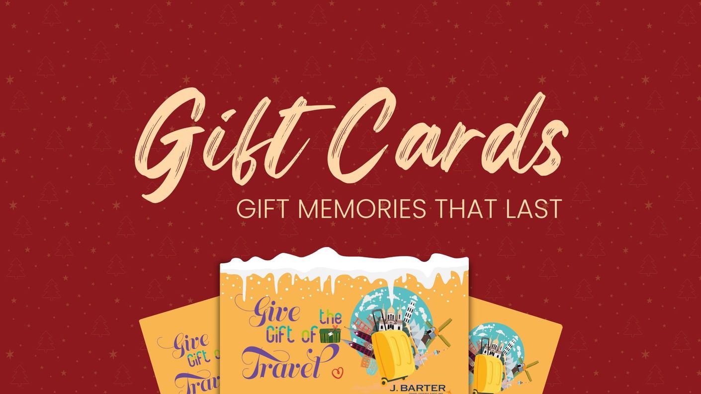 Gift cards on a red background with the phrase,