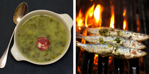 São João Festival in Porto, Portugal, Picture of Caldo Verde, Green Soup, and Portuguese Tradicional Grilled Sardines, Portuguese Typical Food - Blog Post Barters Travelnet