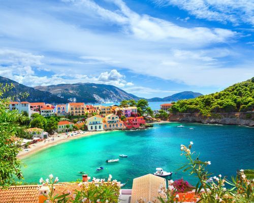 beautiful colourful town village in greece