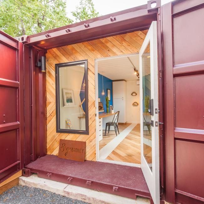 small red shipping container home