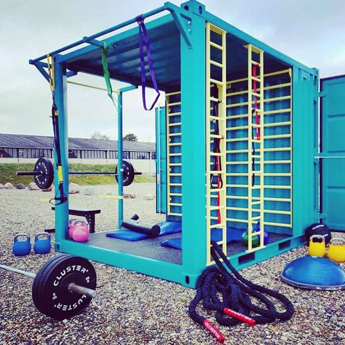 light blue cargo gym station