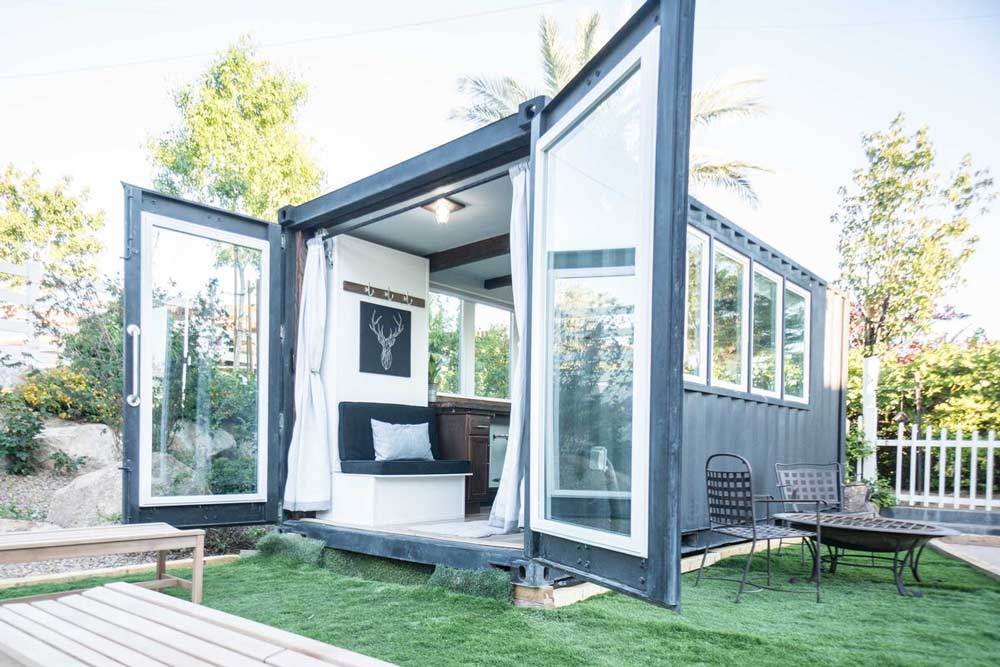 small glass shipping container home