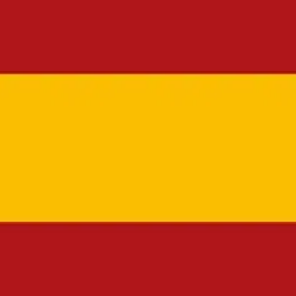 Bandera de España: Tricolor horizontal de rojo-amarillo-rojo.