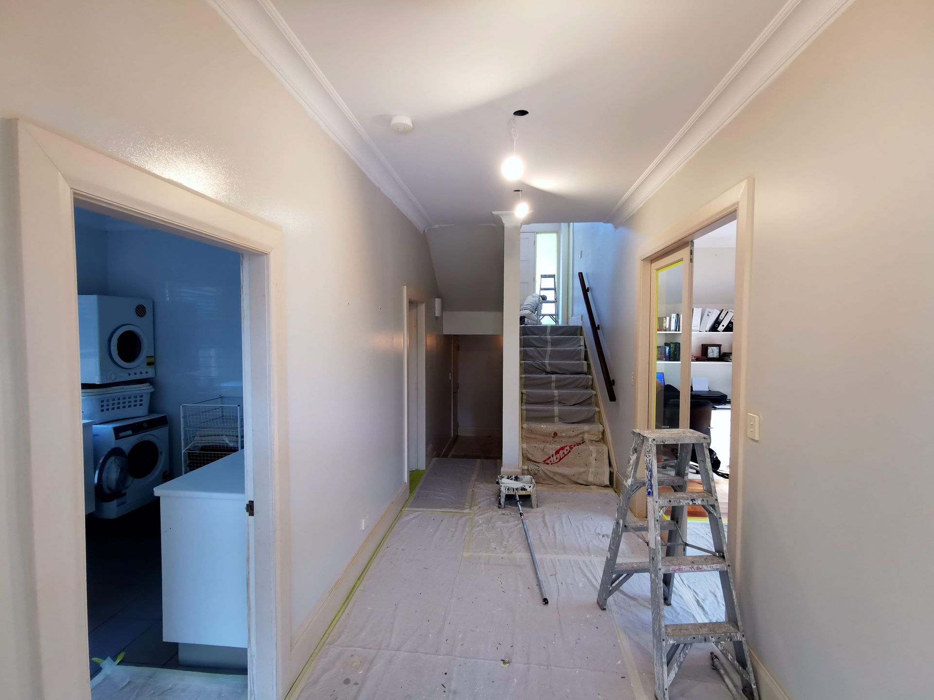 A Hallway With A Ladder In The Middle Of It And A Staircase In The Background — Hornsby, NSW — TOG Painting