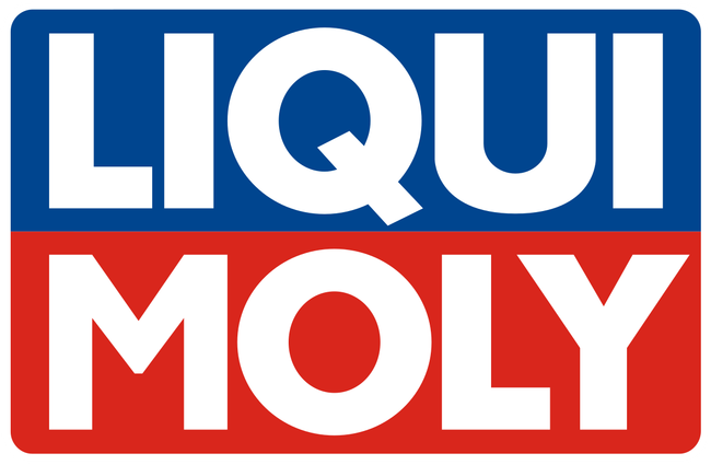 Logo of Liqui Moly, a brand with blue text on top, red text on bottom, and white letters.