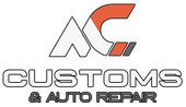 Logo for AC Customs & Auto Repair: White and orange "AC" letters, text "CUSTOMS & AUTO REPAIR".