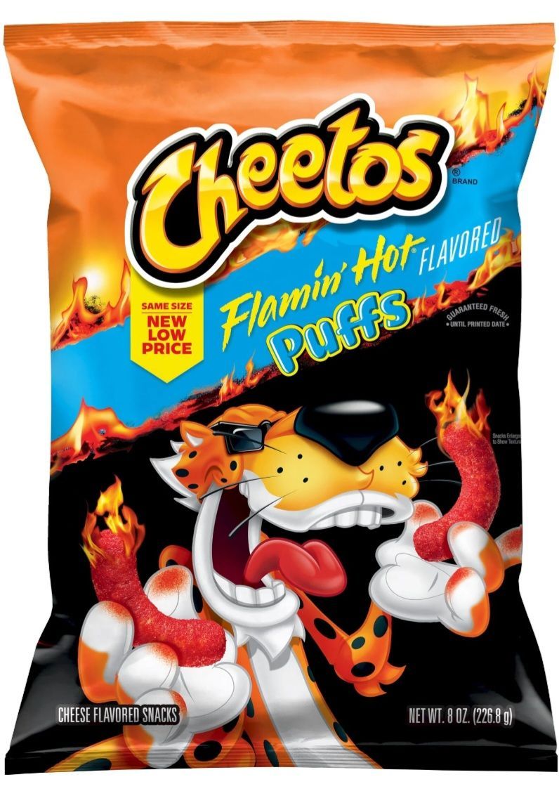 Flaming hot Cheeto puffs