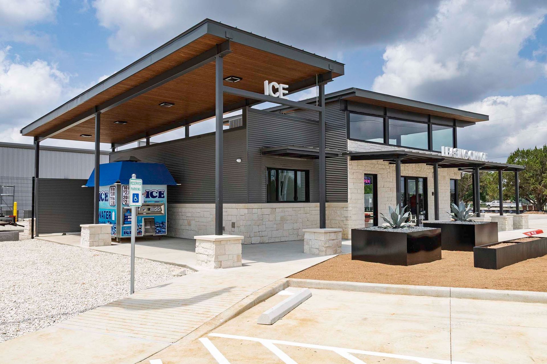 An ice station and an area for food trucks and parking to add convenience for those needing storage near New Braunfels, TX