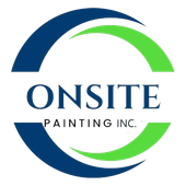 Logo for Onsite Painting Inc.: text within a blue and green curved circle.