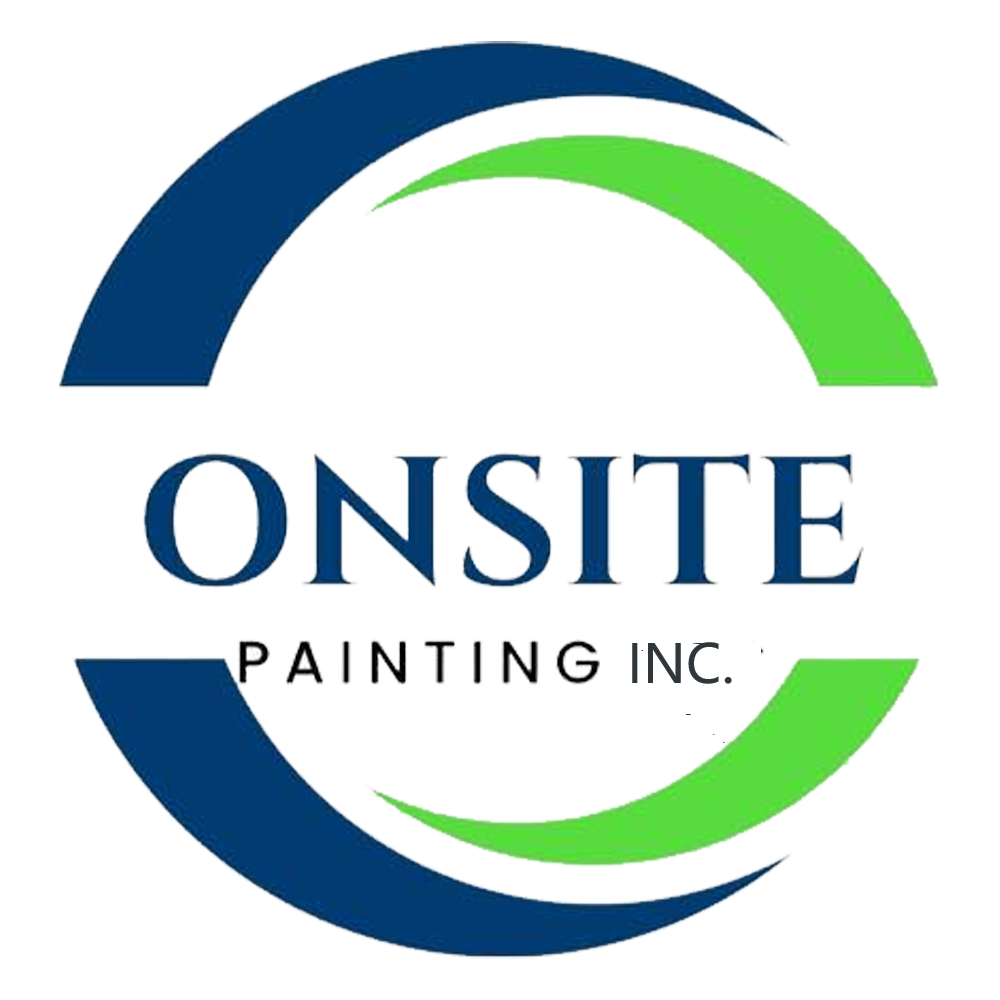 Logo for Onsite Painting Inc.: text within a blue and green curved circle.