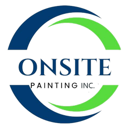 Logo for Onsite Painting Inc.: text within a blue and green curved circle.