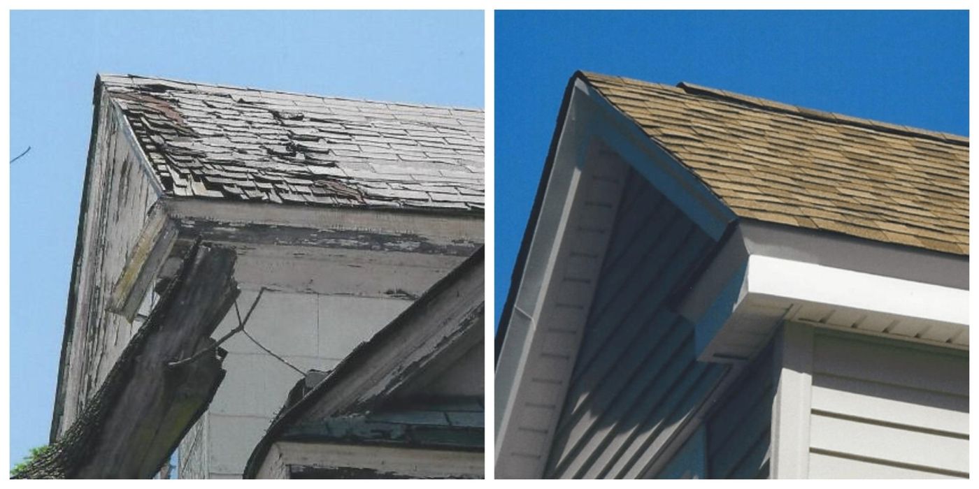 Commercial Roof — Before And After Side By Side Picture Of Roof Repair in Hackensack, NJ